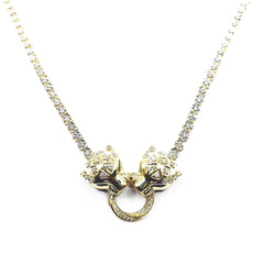 Golden Panther Deco Diamond Eternity Tennis Diamond Necklace 14kt