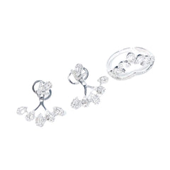 Teardrop Cluster Floating Earrings Diamond Jewelry Set 14kt