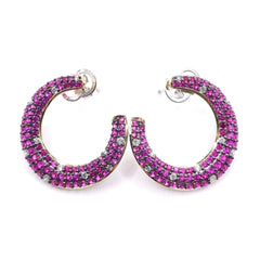 Pink Rubies Gemstones & Diamond Earrings 14kt