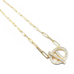 Golden Belt Lock Deco Chain Link Diamond Necklace 14kt