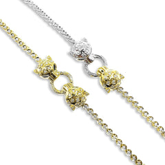 Golden Double Panther Full Eternity Diamond Bracelet 14kt