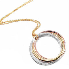 Multi-Twin Interlock Circle Paved Statement Diamond Necklace 14kt