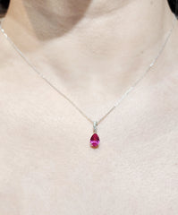 PREORDER | Pear Pink Ruby Paved Gemstones Diamond Necklace 14kt