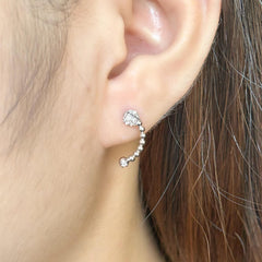 Round Dainty Crawler Diamond Earrings 14kt