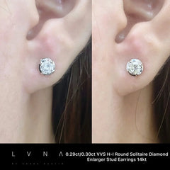 0.59cts HI VVS Round Stud Solitaire Diamond Earrings 14kt
