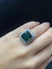 PREORDER | Baguette Green Emerald Statement Gemstones Diamond Ring 14kt