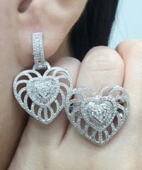 Heart Statement Dangling Diamond Earrings 14kt
