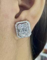 CLEARANCE BEST | Jumbo Emerald Statement Diamond Earrings 14kt