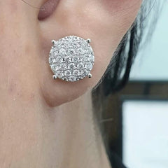 PREORDER | Large Paved Round Diamond Earrings 14kt
