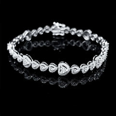 PREORDER | Round Heart Eternity Tennis Diamond Bracelet 14kt