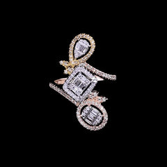 PREORDER | Multi-Tone Cluster Shape Diamond Ring 14kt
