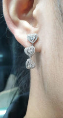 PREORDER | Trio Heart Dangling Diamond Earrings 14kt