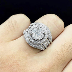 5岁 |男女皆宜的圆形光环隐形镶嵌双向佩戴钻石镶嵌戒指 14 克拉