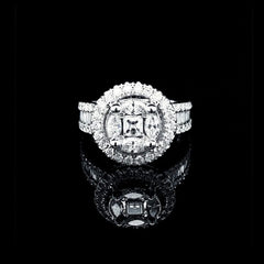 PREORDER | Unisex Round Halo Invisible Setting Twin Pair Diamond Ring 14kt
