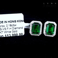 PREORDER | Green Emerald Stud Gemstones Diamond Earrings 14kt