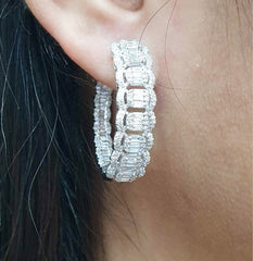 PREORDER | Large Cathedral Hoop Diamond Earrings 14kt