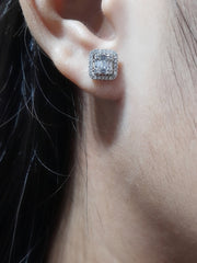 Square Stud Earrings in 14kt White Gold