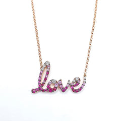LOVE Ruby Gemstones & Diamond Necklace 14kt