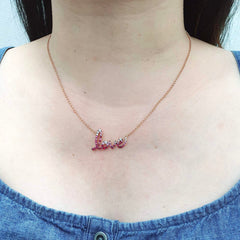 LOVE Ruby Gemstones & Diamond Necklace 14kt
