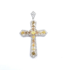 Cross Multi Colored Diamond Necklace 14kt