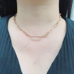 Paperclip Chain Deco Diamond Necklace 14kt