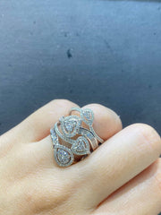 心形装饰艺术钻石戒指 14kt