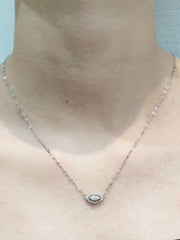 Evil Eye Diamond Necklace 16-18” 18kt Chain