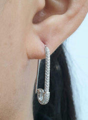 钻石镶嵌针形耳环 18kt