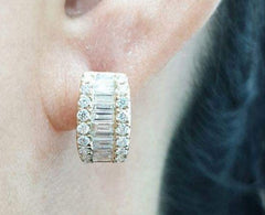 PREORDER | Golden Baguette Millionaire’s Hoop Diamond Earrings 14kt