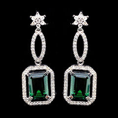 PREORDER | Infinity Green Emerald Dangling Gemstones Diamond Earrings 14kt