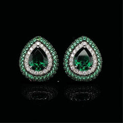 PREORDER | Pear Green Emerald Gemstones Diamond Earrings 14kt