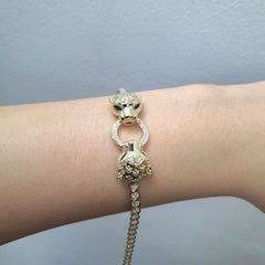 Golden Double Panther Full Eternity Diamond Bracelet 14kt