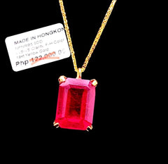 Emerald Red Ruby Gemstones Necklace 18kt