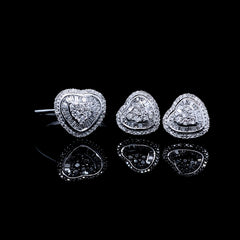 PREORDER | Heart Halo Paved Diamond Jewelry Set 18kt