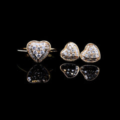 PREORDER | Golden Heart Halo Diamond Jewelry Set 18kt