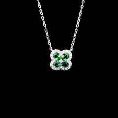 PREORDER | Floral Green Emerald Gemstones Diamond Necklace 18kt
