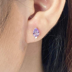 #LVNA2024 | Pear Amethyst Gemstones Stud Diamond Earrings 18kt