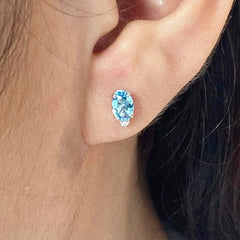 #LoveLVNA | Natural Blue Topaz Gemstones Dangle Stud Diamond Earrings 18kt