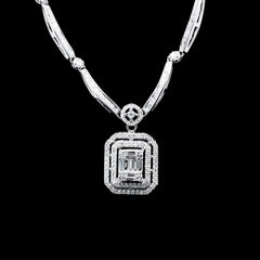 Emerald Halo Choker Diamond Necklace 14kt
