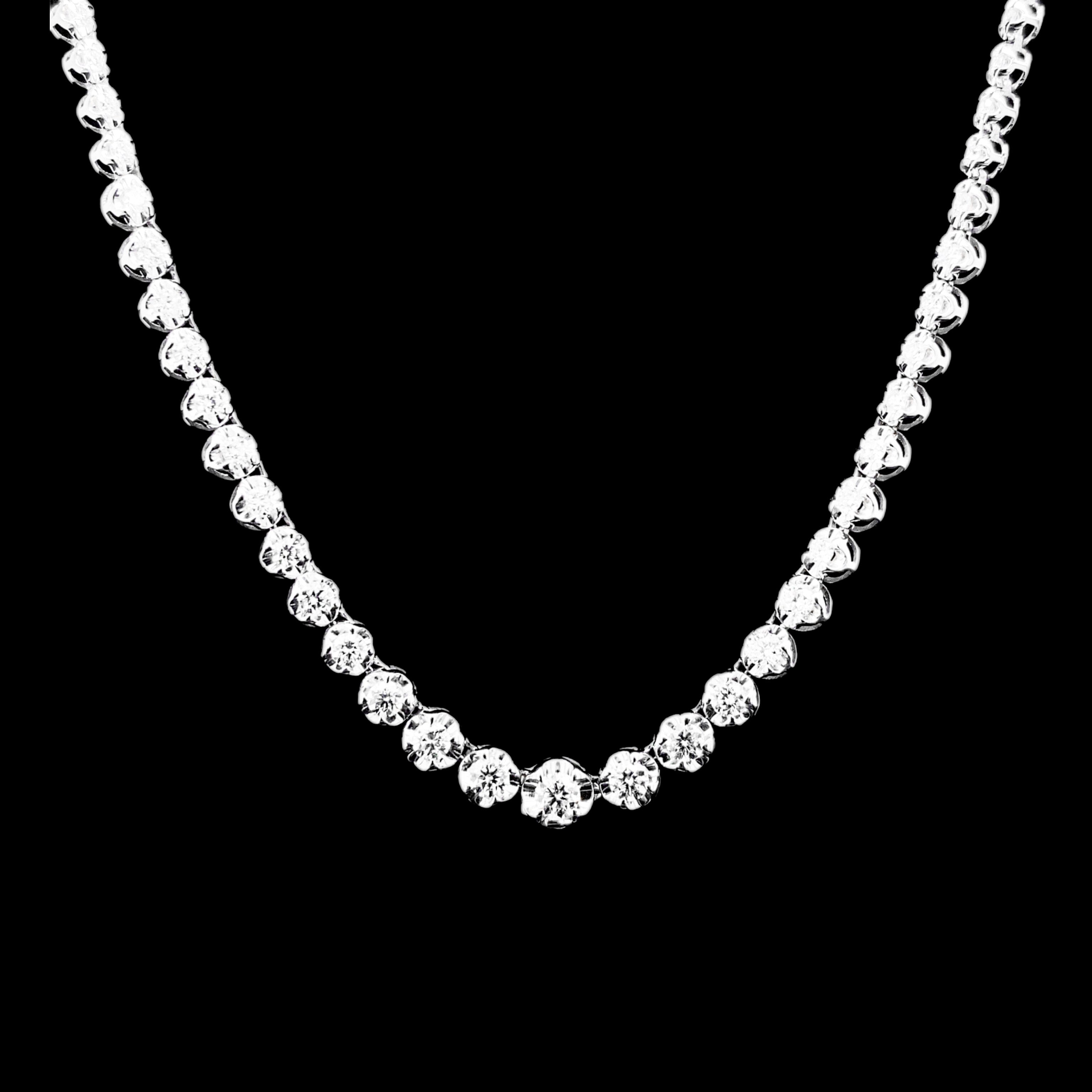 14K White Gold Straight Diamond Tennis Necklace (5.00 CTW - F-G / VS1-VS2)