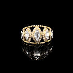 PREORDER | Golden Half Eternity Cluster Shape Diamond Ring 14kt
