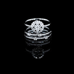PREORDER | Round Stacked Paved Band Diamond Ring 14kt