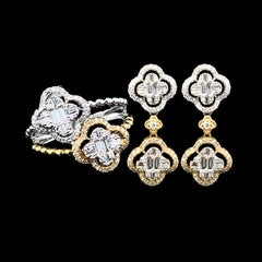 PREORDER| Multi-Tone Floral Clover Diamond Jewelry Set 14kt