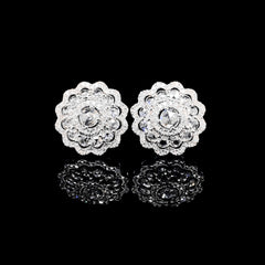 PREORDER | Round Floral Diamond Earrings 14kt