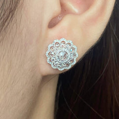 PREORDER | Round Floral Diamond Earrings 14kt