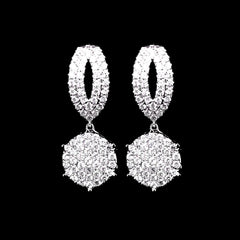 PREORDER | Round Paved Dangling Diamond Earrings 14kt