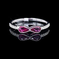 #LoveLVNA | Pear Twin Pink Sapphire Gemstones Diamond Ring 18kt