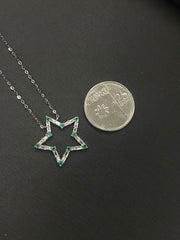PREORDER | Star Green Emerald Gemstones Diamond Necklace 18kt