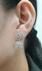 PREORDER | Round Emerald Dangling Diamond Earrings 14kt