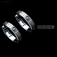 PREORDER | Nail & Belt Hoop Diamond Earrings 14kt